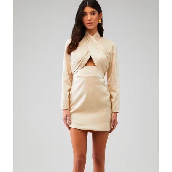 KEEPSAKE the Label Dresses & Skirts - Revolve Keepsake Emilio Long Sleeve Mini Dress Oyster Off White - SZ M